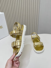 DIOR BACK-STRAP SANDALS 25S IN GOLD CALFSKIN