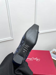 BELLE VIVIER SOCK LACQUERED BUCKLE ANKLE BOOTS IN NAVY BLUE CALFSKIN AND TECHNICAL FABRIC