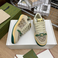 GG SNEAKER WITH DIAMOND IN IVORY SUEDE AND CANVAS