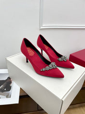 EFFLORESCENCE PUMPS IN RED GLITTER FABRIC