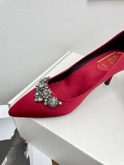 EFFLORESCENCE PUMPS IN RED GLITTER FABRIC