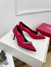 EFFLORESCENCE PUMPS IN RED GLITTER FABRIC