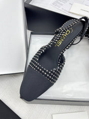 CC SLINGBACK 25S 65 MM IN BLACK TWEED AND FABRIC