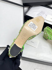 CC SLINGBACK 25S 65 MM IN GREEN FABRIC MIX TWEED