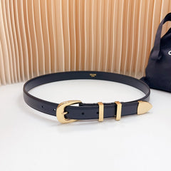 Medium Western Belt 25mm Black Calfskin Gold Loop Ghw