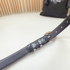 Medium Western Belt 25mm Black Snake Embossed Calfskin Shw