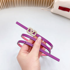 VL Belt 8mm Buckle Gold Diamond Leather Pink Purple