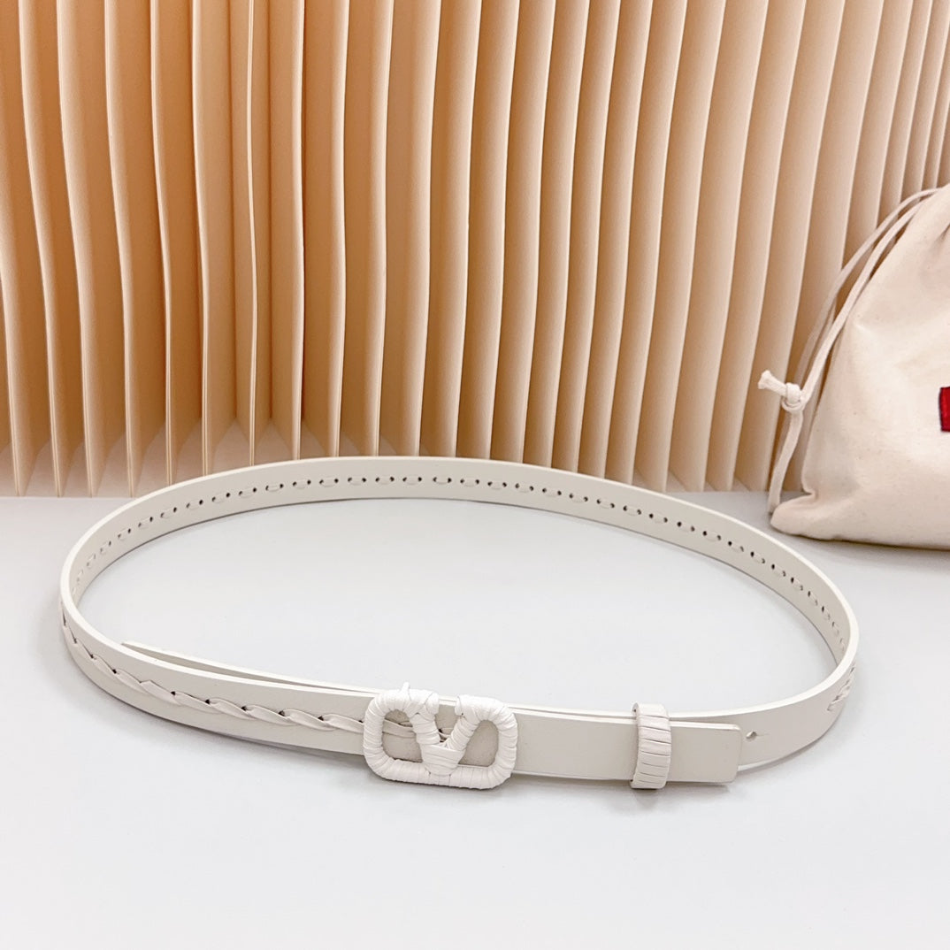 Vlogo White Leather Buckle 20mm White Belt