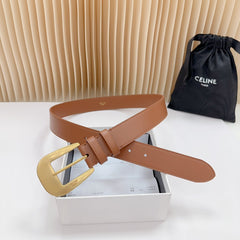 LARGE WESTERN 35 MM BELT BRONZE BROWN CALFSKIN GOLD HARDWARE