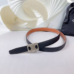 CL MEDIUM 25 MM REVERSIBLE FRAMED TRIOMPHE BELT BLACK AND BRONZE BROWN CALFSKIN SILVER HARDWARE