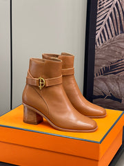 JILL 60 ANKLE BOOT IN BRONZE BROWN CALFSKIN