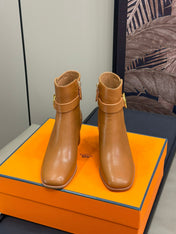 JILL 60 ANKLE BOOT IN BRONZE BROWN CALFSKIN
