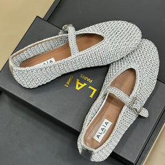 HANDWOVEN BALLET FLAT LIGHT BLUE