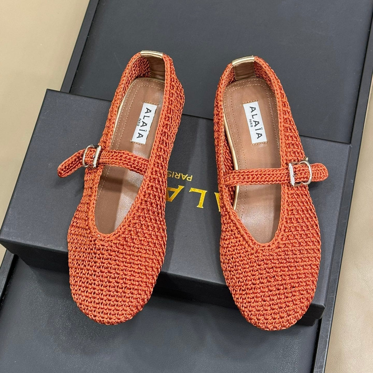 HANDWOVEN BALLET FLAT FIRE ORANGE
