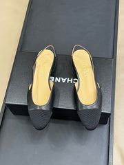 CC CLASSIC SLINGBACK BLACK BEIGE GOATSKIN BLACK GROSGRAIN