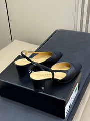 CC CLASSIC SLINGBACK BLACK BEIGE GOATSKIN BLACK GROSGRAIN