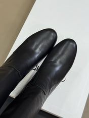 CELINE 26S HIGH-TOP BOOTS IN BLACK CALFSKIN
