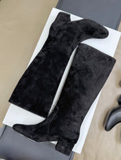 CELINE 26S HIGH-TOP BOOTS IN BLACK SUEDE