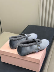 ALAIA 25S BALLET FLATS IN GREY VELVET