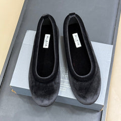 ALAIA 25S BALLET FLATS IN BLACK FULL VELVET