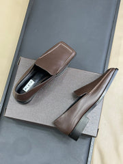 ALAIA 25S SQUARE TOE LOAFER IN BROWN CALFSKIN