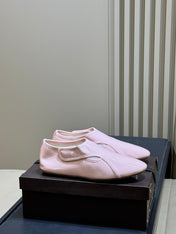 ALAIA 26S FLAT LOAFERS IN LIGHT PINK GLOSSY LAMBSKIN
