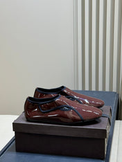 ALAIA 26S FLAT LOAFERS IN BROWN GLOSSY LAMBSKIN