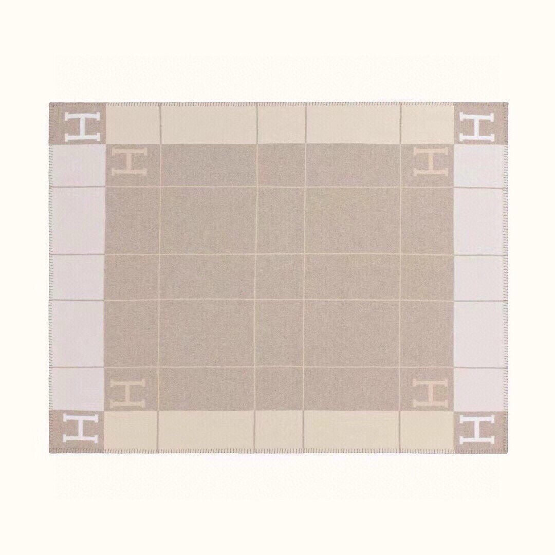 AVALON III THROW BLANKET 175 CM IN KHAKI BROWN WOOL AND CASHMERE 351745