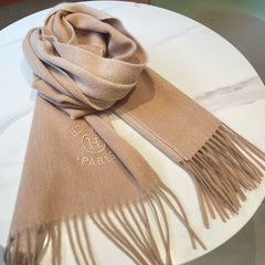 RECTO-VERSO MUFFLER 190 TAN BROWN CASHMERE