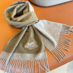CASHMERE SCARF 180 CM ECRU BROWN