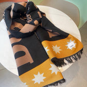 SCARF 200 CM IN BLACK MIX CAMEL BROWN CASHMERE 401904