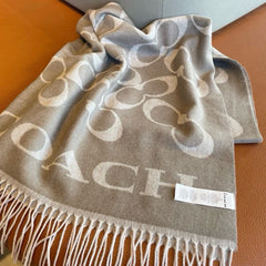 CLASSIC MONOGRAM LOGO WOOL SCARF 195 CM DOVE GRAY 413628