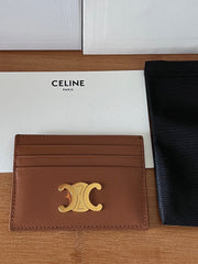 CELINE 25S CARD HOLDER WITH TRIOMPHE LOGO 11 IN DARK BROWN CALFSKIN