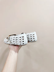 ALAIA HOLLOW BALLET FLAT IN WHITE LAMBSKIN