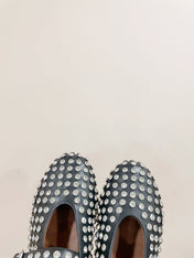 ALAIA MARY JANE SHOES IN BLACK LAMBKIN ATTACH RHINSTONES