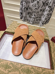 GG SLIDES IN BURNT ORANGE SUEDE WITH EMBOSSED LOGO STYLE 11