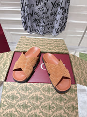 GG SLIDES IN BURNT ORANGE SUEDE WITH EMBOSSED LOGO STYLE 11