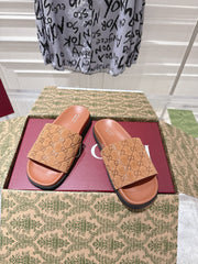 GG SLIDES IN BURNT ORANGE SUEDE WITH EMBOSSED LOGO STYLE 5