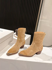 CELINE 25S CHELSEA BOOTS CLASSIC 45MM IN LIGHT BROWN SUEDE