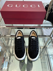GG SNEAKER IN BLACK CANVAS WITH BEIGE FLEECE LINING