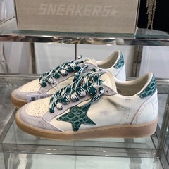 BALL STAR SNEAKERS GREEN CROCODILE EMBOSSED LEATHER STAR