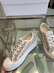 WALK'N PLATFORM SNEAKER CAMEL BEIGE OBLIQUE EMBROIDERED COTTON