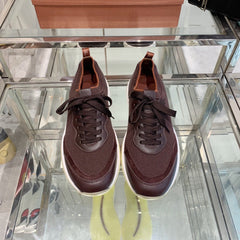 SNEAKER IN MAHOGANY RED CANVAS MIX SUEDE WITH LAMBSKIN