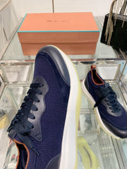 SNEAKER IN MIDNIGHT BLUE CANVAS MIX SUEDE WITH LAMBSKIN