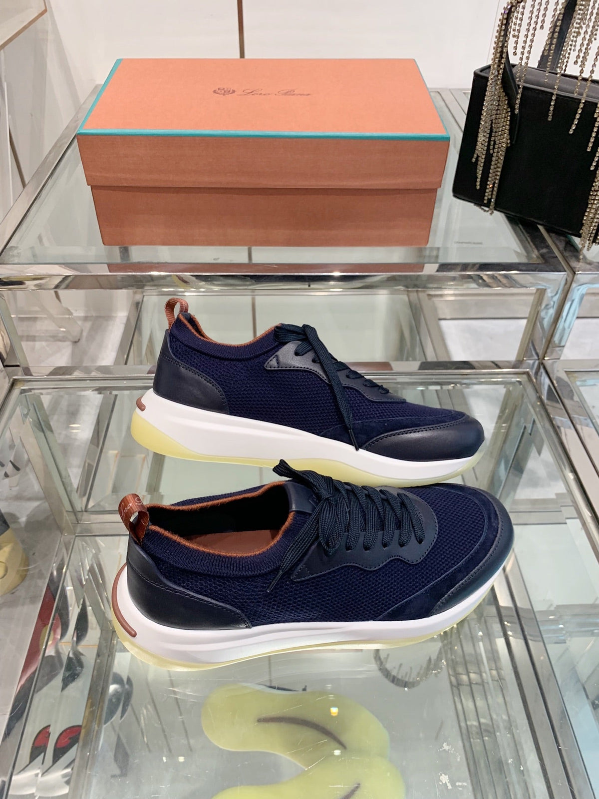 SNEAKER IN MIDNIGHT BLUE CANVAS MIX SUEDE WITH LAMBSKIN