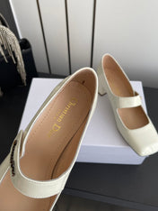 DIOR 26S MARY JANE 45 MM IN CREAM WHITE GLOSSY CALFSKIN