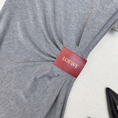 Loewe 25 Pleated Short-sleeved Dress Gray Cotton
