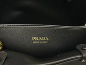 PRADA 25S BUCKLE MEDIUM HANDBAG 28 IN BLACK CALFSKIN GOLD HARDWARE