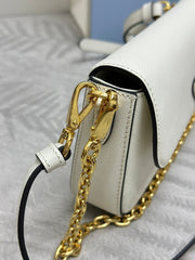 PRADA 25S MINI FLAP BAG 20 IN WHITE SAFFIANO CALFSKIN GOLD HARDWARE