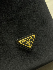 PRADA 25S BUCKET BAG 19 IN BLACK VELVET GOLD HARDWARE